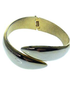 Vintage Highly Polished Gold Tone Bypass Clamper Cuff Bracelet 2.25" ID